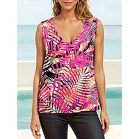 Women's Tank Top Floral Leaves Vacation Beach Print Pink Sleeveless Tropical Hawaiian V Neck Summer Lightinthebox