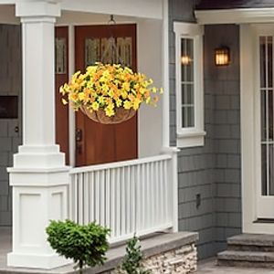 1set Artificial Hanging Flower Centerpieces Hanging Flowers Basket Artificial Daisies Flowers in Coconut Lining Hanging Baskets for The Decoration of Courtyard Outdoors and Indoors (Orange) miniinthebox