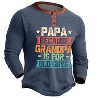 Graphic Letter Old People Daily Casual Vintage Retro Men's 3D Print Henley Shirt Casual Holiday Going out T shirt Navy Blue Brown Army Green Long Sleeve Henley Shirt Spring   Fall Clothing Apparel S Lightinthebox - thumbnail