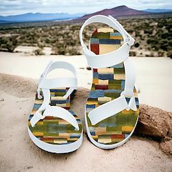 Women's Sandals Print Shoes Outdoor Slippers Sports Sandals Outdoor Daily Vacation Plaid Color Block Flat Heel Round Toe Vacation Casual Comfort PVC Magic Tape Pink Blue Green Lightinthebox
