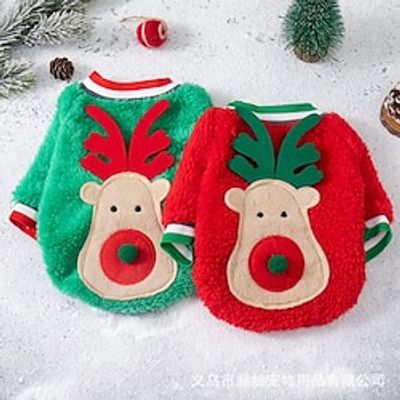 Dog Christmas Outfit Little Dog Clothes Autumn and Winter Christmas Elk Teddy Pomeranian Puppy New Year Pet Cat Christmas Sweater Lightinthebox