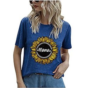 women's short sleeve crewneck shirts loose casual tee t-shirt loose fashion fit (blue f, 6, m) Lightinthebox