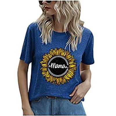 women's short sleeve crewneck shirts loose casual tee t-shirt loose fashion fit (blue f, 6, m) Lightinthebox