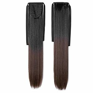 22 inches synthetic ponytail straight long two tone ribbon pony tail hair piece clip in hair extensions blackt8 22inches Lightinthebox