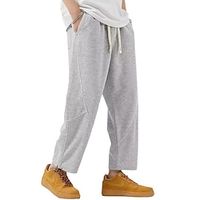Men's Sweatpants Wide Leg Sweatpants Trousers Cropped Pants Pocket Drawstring Elastic Waist Plain Comfort Breathable Outdoor Daily Going out Fashion Casual Black Grey miniinthebox - thumbnail