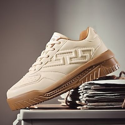 Men's Sneakers White Shoes Walking Vintage Casual Outdoor Daily Knit Warm Height Increasing Comfortable Lace-up Black White Beige Fall Winter Lightinthebox
