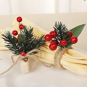 Christmas Series Napkin Buckle Simulation Pine Needles Pine Cones Hotel Tableware Table Napkin Ring Napkin Ring Lightinthebox