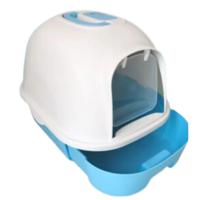 Pets Club Semi-automatic Hooded Cat Litter Box With Handle Detachable Flip Cat Litter Boxes - 53X41X41cm - Blue Color