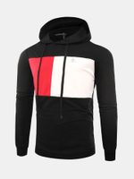 Mens Stylish Casual Contrast Color Slim Fit Thin Hoodie