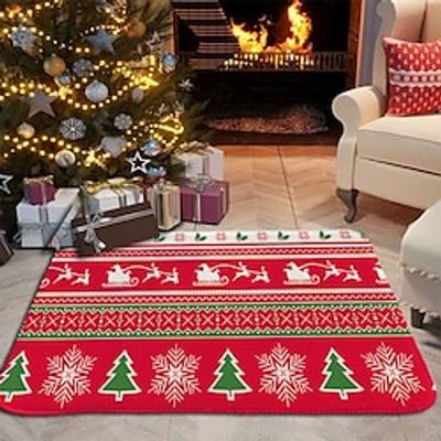 Christmas Door Mat Hallway Carpets Area Rugs Washable for Bedroom Living Room Kitchen Bathroom Anti-Slip Floor Mats Lightinthebox