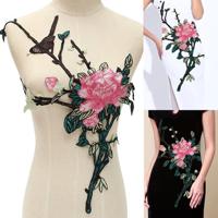 Peony Cheongsam Embroidery Patch Applique Clothing Fabric Badges Sticker - thumbnail