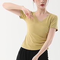 Activewear Top Pure Color Splicing Women's Performance Training Short Sleeve Polyester Lightinthebox - thumbnail