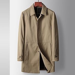 Men's Winter Coat Trench Coat Outdoor Daily Wear Fall  Winter Polyester Windbreaker Outerwear Clothing Apparel Fashion Streetwear Plain Turndown Single Breasted Lightinthebox