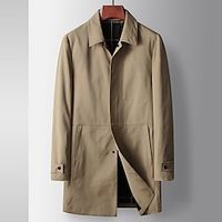 Men's Winter Coat Trench Coat Outdoor Daily Wear Fall  Winter Polyester Windbreaker Outerwear Clothing Apparel Fashion Streetwear Plain Turndown Single Breasted Lightinthebox - thumbnail