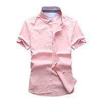 Men's Hiking Shirt  Button Down Shirts Fishing Shirt Short Sleeve Jacket Shirt Top Outdoor Quick Dry Lightweight Breathable Sweat wicking Autumn  Fall Spring Summer Light Blue White Red Fishing Lightinthebox - thumbnail