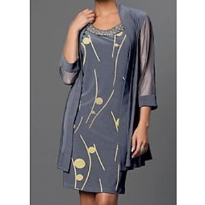 Women's Dress Set Two Piece Dress Mini Dress Navy Blue Gray 34 Length Sleeve Abstract Print Winter Fall Autumn Crew Neck Elegant Dress Daily 2022 S M L XL XXL 3XL Lightinthebox