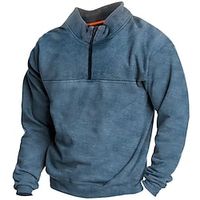 Men's Sweatshirt Quarter Zip Sweatshirt Blue Standing Collar Plain Sports  Outdoor Daily Holiday Streetwear Basic Casual Spring   Fall Clothing Apparel Hoodies Sweatshirts  miniinthebox