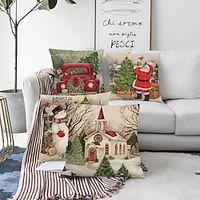 Christmas Double Side Throw Pillow Cover 4PC Soft Decorative Square Cushion Case Pillowcase for Bedroom Livingroom Sofa Couch Chair Superior Quality Machine Washable miniinthebox - thumbnail