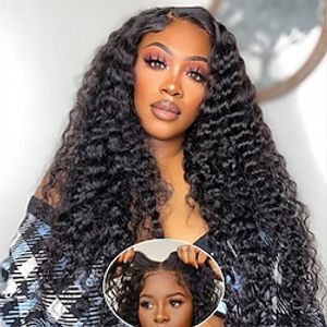 Wear And Go Glueless Wigs Human Hair Pre Plucked Pre Cut Deep Wave Lace Front Wigs Human Hair For Beginners 4x4 Closure Wigs For Black Women Human Hair Glueless Curly Human Hair Wig Lightinthebox