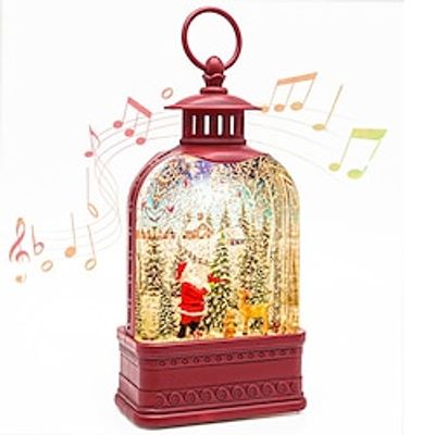 Christmas Snow Globe With Music, 6 hour Timer Glowing Snow Globe Christmas Glitter Iantern for Christmas Decorations and Gifts, Red Lightinthebox