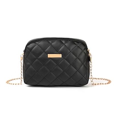Women's Crossbody Bag Shoulder Bag PU Leather Zipper Plaid Daily Office  Career White Black Gray Pink Lightinthebox