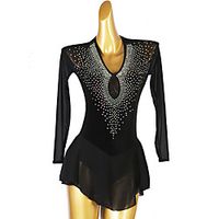 Figure Skating Dress Women's Girls' Ice Skating Dress Black Open Back Patchwork High Elasticity Training Competition Skating Wear Classic Long Sleeve Ice Skating Figure Skating  Kids Lightinthebox - thumbnail