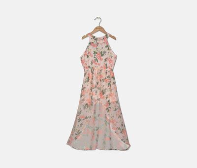 Kids Girls Floral-Print Walkthrough Romper Dress Sea Shell Pink Kids Girls Floral-Print Walkthrough Romper Dress Sea Shell Pink