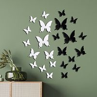 108pcs 3D PVC black and white simulated butterfly wall stickers for holiday decoration window display wedding decoration and hanging DIY wall stickers miniinthebox