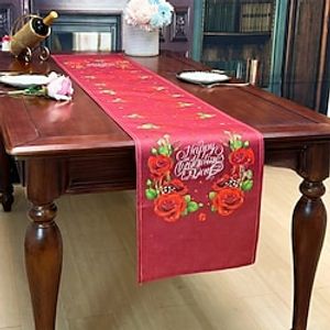 Valentines Day Table Runner Holiday Table Runner Seasonal Farmhouse Burlap Table Cloth for Wedding Anniversary Home Kitchen Dinner Table Party Decor Lightinthebox