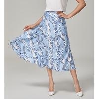 Chain Block Pattern A-line Hem Skirt