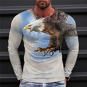 Men's T shirt Tee Tee Graphic Animal Eagle Crew Neck Clothing Apparel 3D Print Outdoor Casual Long Sleeve Print Vintage Fashion Designer Lightinthebox