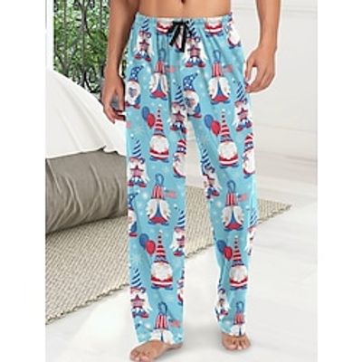 Men's Christmas Pajamas Flannel Pajama Pants Lounge Pants 1 pcs Santa Claus Stylish Casual Comfort Home Christmas Daily Cotton Blend Comfort Soft Pant Drawstring Elastic Waist Spring Fall Wine Red Lightinthebox