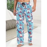 Men's Christmas Pajamas Flannel Pajama Pants Lounge Pants 1 pcs Santa Claus Stylish Casual Comfort Home Christmas Daily Cotton Blend Comfort Soft Pant Drawstring Elastic Waist Spring Fall Wine Red Lightinthebox - thumbnail