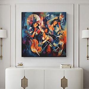 Large Hand Painted Wall Art Jazz Music Band painting Abstract Oil Painting on Canvas Modern Contemporary Art Home Decoration ready to hang or canvas Lightinthebox
