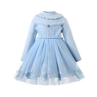 Kids Girls' Dress Solid Color A Line Dress Above Knee Dress Outdoor Crew Neck Long Sleeve Active Dress 3-7 Years Winter Blue Lightinthebox - thumbnail