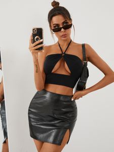 YOINS Sexy Cut Out Backless Design Halter Sleeveless Crop Top