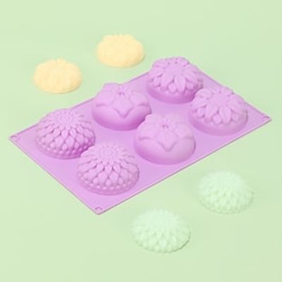 6-Cavity Silicone Flower Shape Cake Molds, Fondant Shape Decorating Ice Cube Trays for Homemade Cake Chocolate Cupcake Lightinthebox