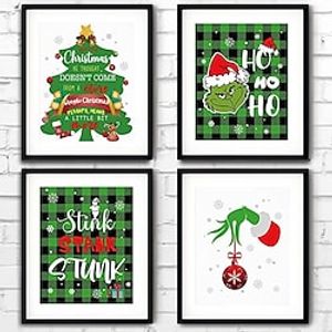 1 Panel Funny Christmas Grinch Prints Wall Art Modern Picture Home Decor Wall Hanging Gift Rolled Canvas Unframed Unstretched Lightinthebox