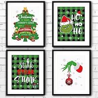 1 Panel Funny Christmas Grinch Prints Wall Art Modern Picture Home Decor Wall Hanging Gift Rolled Canvas Unframed Unstretched Lightinthebox - thumbnail