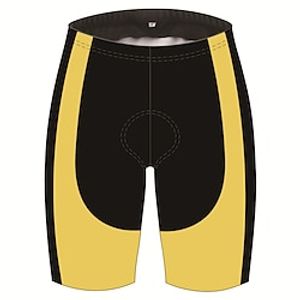 21Grams Men's Cycling Shorts Summer Spandex Polyester Bike Shorts Pants Padded Shorts / Chamois 3D Pad Breathable Ultraviolet Resistant Sports Solid Color Black / Yellow Mountain Bike MTB Road Bike miniinthebox