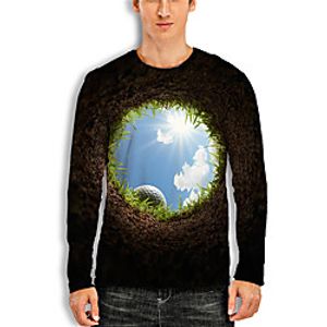 Men's Unisex Tee T shirt Shirt 3D Print Graphic Prints Golf Print Long Sleeve Daily Tops Casual Designer Big and Tall Black miniinthebox