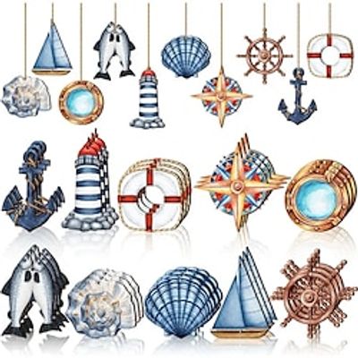 30pcs Summer Ocean Sailing Style Wooden Holiday Hanging Ornament Hawaiian Beach Party Birthday Decoration Pendant Home Tree Hanging Ornament Lightinthebox