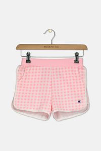 Girls Gingham French Terry Shorts  Pink Candy