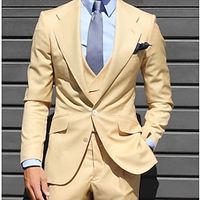 Yellow Men's Wedding Suits Solid Colored 3 Piece Daily Business Plus Size Single Breasted Two-buttons 2023 miniinthebox