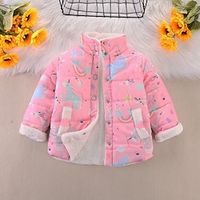 Toddler Girls' Puffer Jacket Solid Color Fashion Outdoor Coat Outerwear 3-7 Years Winter Pink Lightinthebox - thumbnail