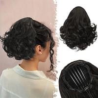 Comb Clip Ponytail Extension Drawstring Short Wavy Ponytail Hair Extensions Synthetic Black Hair Clip In Pony Tails Hairpieces for Women Natural Soft Daily Lightinthebox