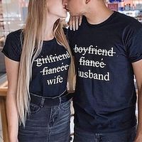 Couple Tshirt Character  Slogan 1pc Couple's Men's Women's T shirt Tee Crew Neck Black Valentine's Day Daily Short Sleeve Print Fashion Casual Lightinthebox - thumbnail