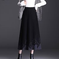 Women's Skirt Midi Floral Print Skirt Long Acrylic Coffee Grey Skirts Ruched Elegant Fashion Casual Street Daily Fall Winter One-Size Lightinthebox - thumbnail