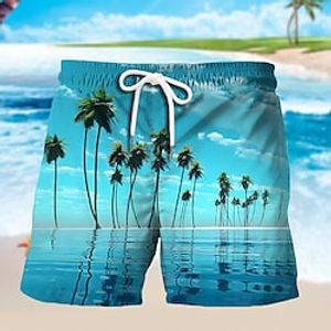 Men's Board Shorts Swim Shorts Swim Trunks Summer Shorts Beach Shorts Drawstring with Mesh lining Elastic Waist Coconut Tree Graphic Prints Landscape Quick Dry Short Casual Daily Holiday Boho Hawaiian Lightinthebox