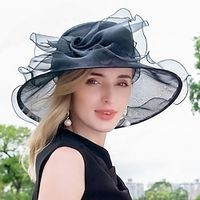 Hats Ice Silk Bowler  Cloche Hat Sun Hat Casual Tea Party Elegant Simple Romantic With Splicing Headpiece Headwear Lightinthebox - thumbnail